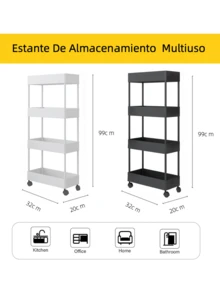 Estante Organizador con Ruedas Multiusos Ruedas Anaquel Baños Cocina, con 4 GANCHOS, Estante Móvil con Ruedas y Diseño Rectangular– Disponible en 2, 3 y 4 Pisos, Solo Modelos de 3 y 4 Niveles con Ruedas Móviles Ideal para Espacios Reducidos - Estante Organizador Multifuncional Rectangular con Ruedas – Configuraciones de 2, 3 y 4 Pisos para Almacenamiento Inteligente - Blanco - Ver 10