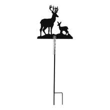 5ml Capacity Black Double Deer Silhouette Rain Gauge, Waterproof Outdoor Garden Lawn Rainfall Meter, Creative Yard Courtyard Decor Weather Station Gardening Tool