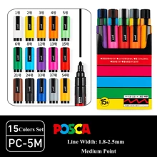 Set de marcadores acrílicos UNI Feutre, nuevo empaque, PC-1M, PC-3M, PC-5M, bolígrafo para póster publicitario POP, dibujo, manualidades de arte para estudiantes, útiles escolares