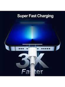 20W USB-C 转 Lightning 数据线，超快充电，Type-C 转 Lightning。Type-C 充电线，兼容 14/13/12/11/Mini/Pro/Max/iPad 8/Air - 白色，1 米/3.28 英尺，2 米/6.56 英尺 - 彩色 - 查看 5