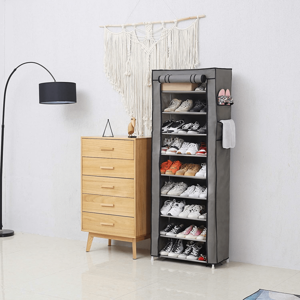 Sapateira Organizadora Grande 9 Prateleiras 27 Pares de Sapato Porta com Zíper Multiuso