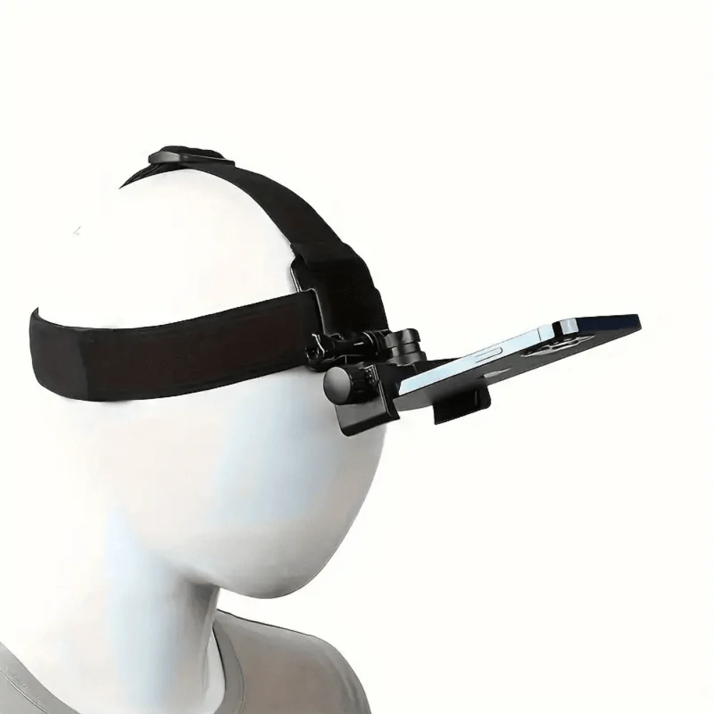 Adjustable Headband Smartphone Camera Mount Holder, First-Person Perspective Filming Live Streaming Bracket, Compatible With IPhone & Android Phones, Birthday Gift, Phone Accessory For Family And Friends - Black - View 1