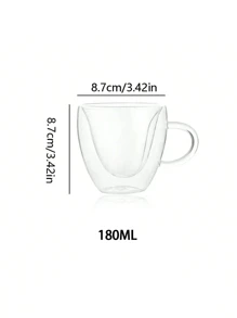 1 pièce Tasse à thé en forme de cœur d'amour - Tasse à café en verre transparent créative en forme de cœur, Mug isotherme à double paroi pour le lait, Mug à jus avec anse, Retour à l'école