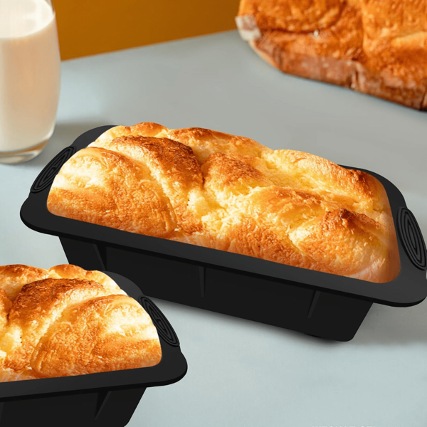 Forma de silicone Retangular 24x14cm Pão Bolo Gelo Antiaderente para forno Micro-ondas e Freezer