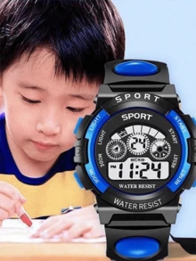 1件装防震多色圆形青少年手表，带闹钟、日期、计时、夜光、多功能电子表功能，适合作为青少年节日、生日、毕业典礼、圣诞节和其他节日的礼物。 - 彩色 - 查看 4