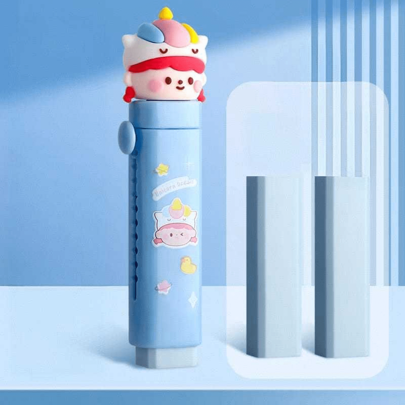 Borracha Retratil 2 Refil Coelho Menina Unicornio Borracha Deslizante Apagador Papelaria