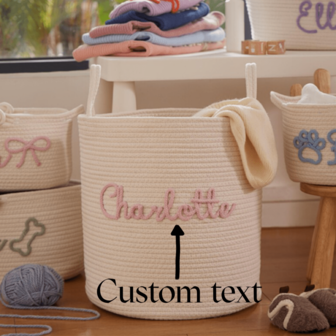 1pc Personalized Name Toy Storage Basket, Desktop Organizer, Fruit Basket, Swaddle Blanket Holder, Newborn, 1st Birthday, Christmas Gift