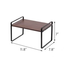 Desktop Storage Shelf, 2 Tiers Desktop Organizer Shelf, Desk Shelf Storage Rack, Metal And Wooden Desktop Countertop Bookshelf, Small Display Shelf For Office, Kitchen, Bedroom, Dorm, Wardrobe Storage, Closet Storage & Organisation Systems - Quả óc chó - Xem 2