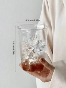 1pc Creative High Borosilicate Glass Cup, Simple Transparent Coffee Or Milk Mug - Transparent - View 3