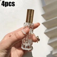 4 pezzi - 10/15ml Bottiglia da viaggio portatile per profumo, contenitore cosmetico ricaricabile trasparente con tappo artistico, perfetto per tonico, soluzione di bellezza portatile, accessori da viaggio ideali, articoli essenziali per le vacanze, piccolo profumo da donna e uomo, ideale per spiaggia