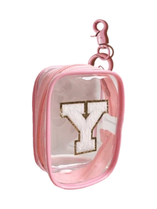 Portable Mini Transparent Zipper Storage Bag, Embroidered Letters On Towels, Compact Multifunctional Storage Device, Headphone And Charger Case With Keychain, Transparent Travel Accessories, Exquisite And Compact, Suitable For Storing Small Items, Data Cable Storage Bag, Bracelet Bag,Clay Figurine Model Portable Bag, Storage Bag, Transparent Pvc Material, Waterproof And Stain Resistant - Pink - View 25