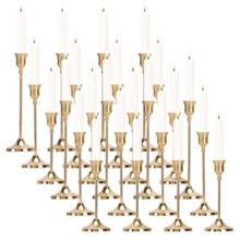 12 件优雅浪漫的欧式晚餐蜡烛、婚礼装饰、6 件餐桌中心装饰烛台、锥形金属烛台、房间和家居装饰