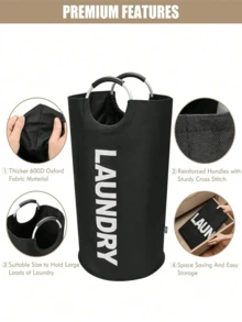 1/2pcs Large Laundry Basket, Foldable Laundry Bag, Free-Standing Tall Laundry Basket, Foldable Laundry Basket, Suitable For Dorm, Home, Travel (Multi-Color Optional) Oxford Cloth Dirty Laundry Basket Storage Basket Dirty Laundry Basket Aluminum Ring Handheld Collapsible Storage Bag Dirty Laundry Storage Basketlaundry Hamper,Washing Basketbathroom Organizer,Basket,Storage Basket,Foldable Laundry Basket - Multicolor - View 6