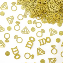 100 piezas Decoraciones de boda Propuesta de compromiso Forma de diamante de anillo de boda Esparces de papel de colores Digo Inglés Regalo de boda Decoración de escritorio Decoración del ambiente de la fiesta