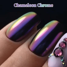 0.5g/盒变色龙镀铬指甲粉 - 具有多镀铬镜面效果的蓝色变色镀铬指甲粉，魔术变色龙云母镀铬颜料 - 紫羅蘭色 - 查看 5