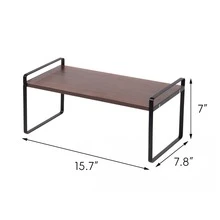 Desktop Storage Shelf, 2 Tiers Desktop Organizer Shelf, Desk Shelf Storage Rack, Metal And Wooden Desktop Countertop Bookshelf, Small Display Shelf For Office, Kitchen, Bedroom, Dorm, Wardrobe Storage, Closet Storage & Organisation Systems - Quả óc chó - Xem 3