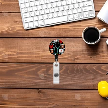 1pc Cute Retractable Badge Reel With Id Card Holder, Key Ring & Clip. Perfect Gift For Nurses And Doctors Back To School