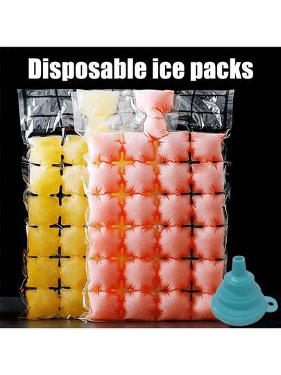 1 Set Disposable Ice Cube Bags, Ice Cube Trays For Ice Cube Molds, Stackable Easy-Release Ice Cube Tray, Self-Sealing Freezer Bags For Cocktails, Food, Wine, 2400 Ice Cubes, 100 Bags
