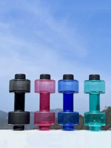 1pc Plastic Dumbbell Shape Water Bottle, Refillable, Large Capacity Sports Water Container, Creative & Personal Plastic Cup' - Multicolor - View 3