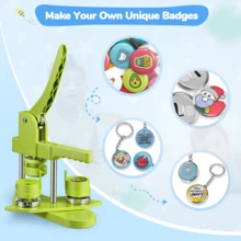 DOYFAY Multi-Size Button Maker Badge Machine (25+32+58mm) – Includes Metal Pin Back Button Sets, Molds, Plastic Washer & Round Paper Cutter - 綠色 - 查看 9