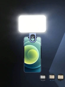 1 pezzo Luce ricaricabile a molletta per video/foto con 3 modalità di illuminazione, luce per telefono, adatta per trucco, live streaming, conferenze zoom, compatibile con e Android, ideale per vacanze estive, registrazione audio/video, interviste, gaming e live streaming con mini microfono