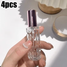 4 pezzi - 10/15ml Bottiglia da viaggio portatile per profumo, contenitore cosmetico ricaricabile trasparente con tappo artistico, perfetto per tonico, soluzione di bellezza portatile, accessori da viaggio ideali, articoli essenziali per le vacanze, piccolo profumo da donna e uomo, ideale per spiaggia