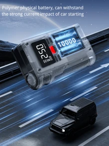 Potência portátil - Auxiliar de partida de bateria de carro, inflador de pneus de 150 PSI, display de LED, carregador portátil, luz de LED, carregador de bateria de carro de 12 V para motores a gasolina de 4,0 L e 2,5 L, kit de emergência para acostamento