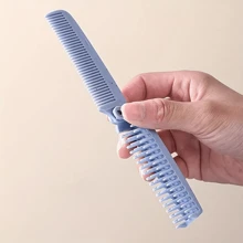 1pc 2-In-1 Foldable Hairbrush, Compact Travel Brush With Coarse & Fine Teeth For Straightening & Curling Hair