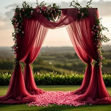 1 Stück klassischer romantischer burgunderroter Tüll-Stoff, für Hochzeitsbogen Dekoration, Tischläufer, Stuhlschärpe und verschiedene Dekorations-Anlässe wie Valentinstag, Abschlussfeier