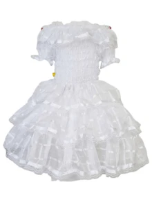 Country Dress Little Bride Bride Junina Party White Children's Youth Borboletinhas Kids - 白色 - 查看 5