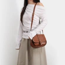 1 套棕色 PU 皮革女士单肩包、复古迷你马鞍钱包和波西米亚斜挎包 - 棕色 - 查看 2