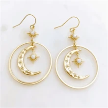 1 对波西米亚风新月设计吊坠耳环，适合日常佩戴和派对礼物