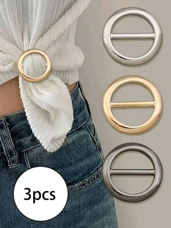 Set de 3 broches multiusos de metal para accesorios y bufandas - Elegantes y de moda, adecuados para bufandas, camisetas y cinturones, se adaptan a cualquier ocasión