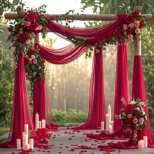 1 Stück klassischer romantischer burgunderroter Tüll-Stoff, für Hochzeitsbogen Dekoration, Tischläufer, Stuhlschärpe und verschiedene Dekorations-Anlässe wie Valentinstag, Abschlussfeier