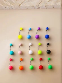 15 piezas de anillos para el ombligo de acero inoxidable hipoalergénico de arcoíris con acabado mate liso, populares en Europa, América, Oriente Medio y África para uso diario y festivales