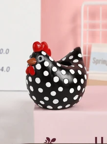 1pc Speckled Chicken Resin Decorative Vase, Home Foyer Tabletop Outdoor Garden Decor