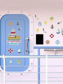19Pcs Cruise Door Decorations, Birthday Magnetic Cruise Ship Magnets Funny Door Decorations For Stateroom Cabin Door,Nautical Cruise Theme Party, Anniversary Cruise For Happy Birthday Carnival Party Supplies Favors On Cruise Gifts Graduation,Wall Decor - Multicolor - View 5