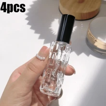 4 pezzi - 10/15ml Bottiglia da viaggio portatile per profumo, contenitore cosmetico ricaricabile trasparente con tappo artistico, perfetto per tonico, soluzione di bellezza portatile, accessori da viaggio ideali, articoli essenziali per le vacanze, piccolo profumo da donna e uomo, ideale per spiaggia
