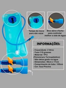 Mochila Hidratação Térmica Com Refil 2 Litros Para Bike Bicicleta Ciclismo Trekking Trilha Cavalgada - Vermelho - Visão 7