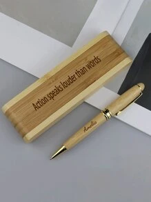 Caja de regalo de pluma personalizada, pluma de bambú y metal, regalo creativo con logotipo, pluma neutra de oficina, regreso a la escuela, multifuncional, ornamental, reutilizable, moderna, colorida, linda, vintage, de dibujos animados, Kawaii, personalizada, única, para trabajadores, clientes, estudiantes, para negocios/trabajo/oficina, para la escuela, suministros escolares, regreso a la escuela, para oficina, para la escuela, para el aula, para regalos de maestros, para la universidad, para colegas, para dormitorios, para maestros, para niños y niñas, para adolescentes, estudiantes de secundaria, estudiantes de secundaria, estudiantes universitarios, estudiantes universitarios, primer año, segundo año, estudiantes menores