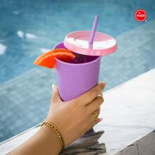 Paquete 10 Vasos Reusables Con Popote Para Bebidas Frías 24 Oz - Bronce - Ver 6