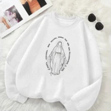 Unisex Cold Weather Top CREW NECK Without Hood Our Lady Print Christian Catholic Devotion Look - 鏽棕色 - 查看 4