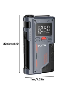Potência portátil - Auxiliar de partida de bateria de carro, inflador de pneus de 150 PSI, display de LED, carregador portátil, luz de LED, carregador de bateria de carro de 12 V para motores a gasolina de 4,0 L e 2,5 L, kit de emergência para acostamento
