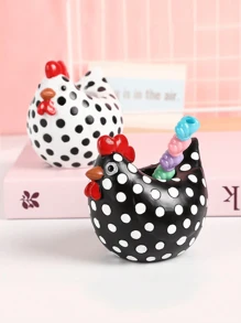 1pc Speckled Chicken Resin Decorative Vase, Home Foyer Tabletop Outdoor Garden Decor
