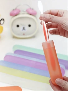 5pcs/1pc ToothbrushBox Travel Portable Set Candy ColoredFrosted Felt Toothbrush Head ProtectiveCover Dustproof Dental Tool Storage Colorful Portable Toothbrush Holder ForTravel And Home Use!