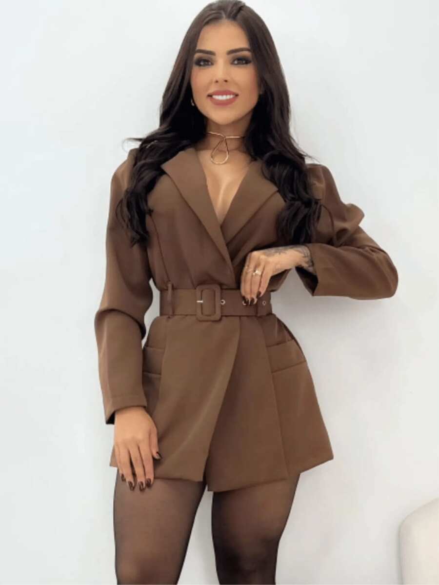 Women's Tailored Jumpsuit LONG SLEEVE PRINCESS Premium - 鏽棕色 - 查看 1