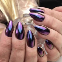 0.5g/盒变色龙镀铬指甲粉 - 具有多镀铬镜面效果的蓝色变色镀铬指甲粉，魔术变色龙云母镀铬颜料 - 紫羅蘭色 - 查看 3