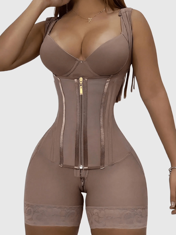 1pc Women Zipper Closure, Tummy Control Butt Lifting, Thigh Slimming Shapewear Romper