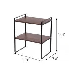 Desktop Storage Shelf, 2 Tiers Desktop Organizer Shelf, Desk Shelf Storage Rack, Metal And Wooden Desktop Countertop Bookshelf, Small Display Shelf For Office, Kitchen, Bedroom, Dorm, Wardrobe Storage, Closet Storage & Organisation Systems - Quả óc chó - Xem 5