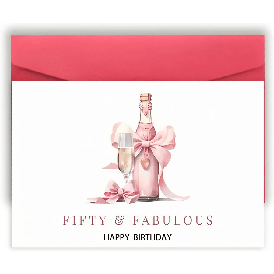 Fun 50th Birthday Card, Perfect For Spring Birthday, Fifty And Fabulous, Ideal Gift For Friend Mum Sister Auntie Wife Girlfriend Parents